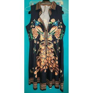 Charlie Charlie Charlotte Dress XL Peacock Dress Fits Like‎ Medium Mini Length